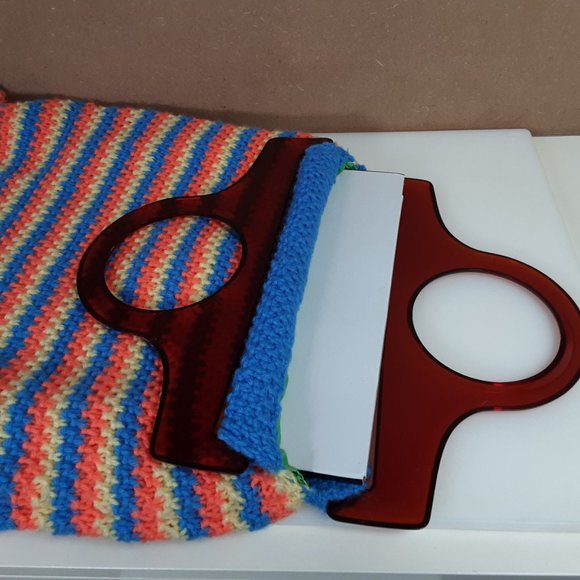 Handmade 1960s Swedish-style Knitted Laptop Purse Bag With Oversize Vintage - Picture 3 of 10